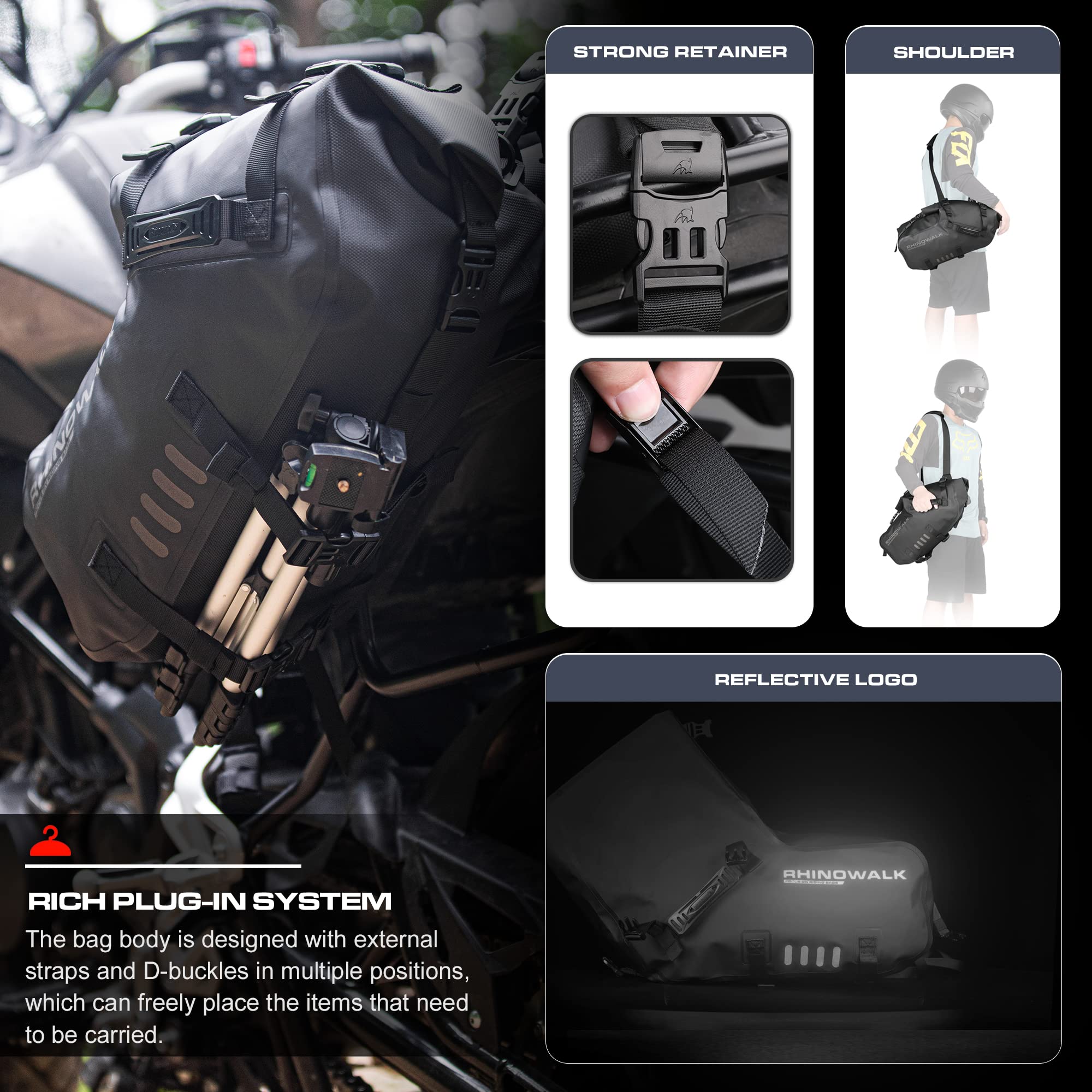 Amazon | Rhinowalk バイク用 防水サイドバッグ 28L大容量 ツーリング